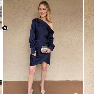 Simkhai Cameron One Shoulder Mini Dress - Midnight Blue